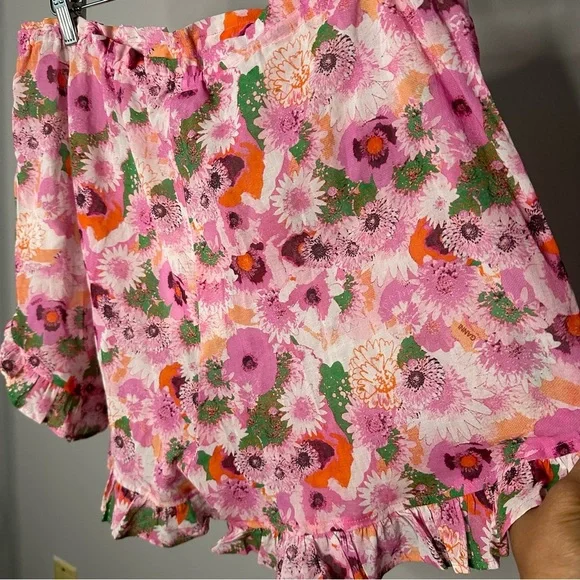 NWT GANNI 100% Organic Cotton Ruffle Shorts in Sugar Plum Size 40 / Size… - Picture 7 of 10